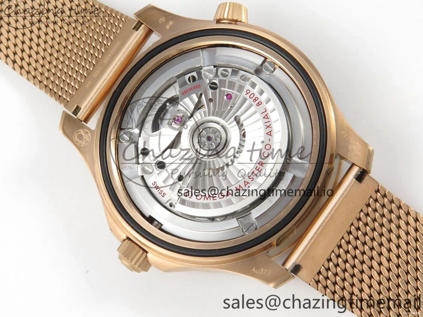 0226 Stylish Seamaster 300M Diver Rose Gold VSF 1:1 Best Edition Black Dial on Mesh Bracelet A 7662